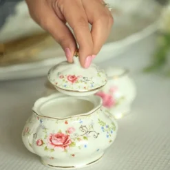 75 Secret Garden Dinner Set-Pink Rose (without gold handle)