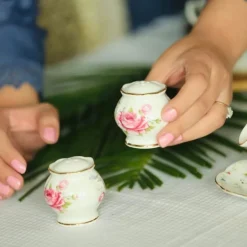 75 Secret Garden Dinner Set-Pink Rose (without gold handle)