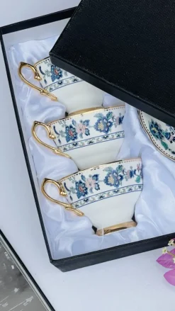 Secret Garden Green/Blue (set of six cups and saucers)