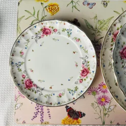 Secret Garden Pink Rose (75 piece dinner set gold handle)