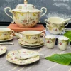 Secret Garden Soup Set Porcelain Beige & Red
