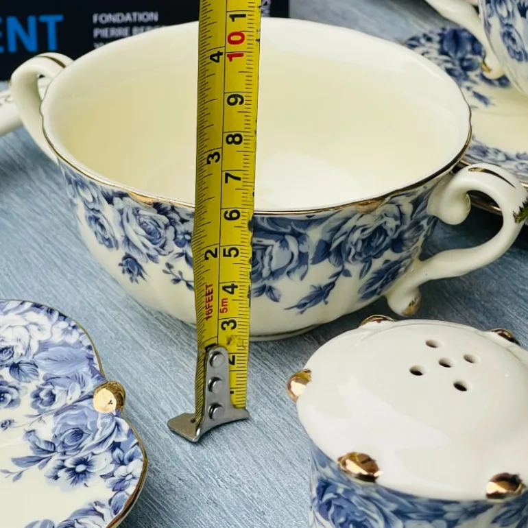 Secret Garden Soup Set Porcelain Blue Rose