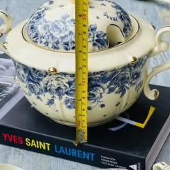 Secret Garden Soup Set Porcelain Blue Rose