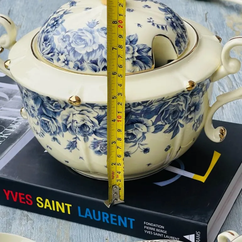 Secret Garden Soup Set Porcelain Blue Rose