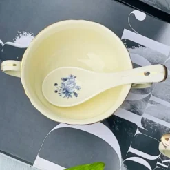 Secret Garden Soup Set Porcelain Blue Rose