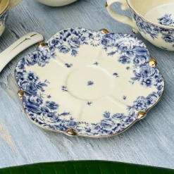 Secret Garden Soup Set Porcelain Blue Rose