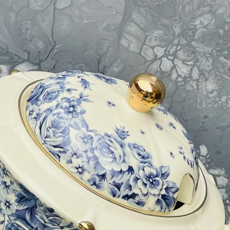 Secret Garden Soup Set Porcelain Blue Rose