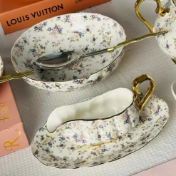 Secret Garden Spring Floral Gold Handle (75 piece dinner set)
