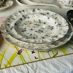 Secret Garden Spring Floral Gold Handle (75 piece dinner set for 8)