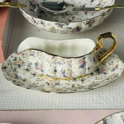 Secret Garden Spring Floral Gold Handle (75 piece dinner set for 8)