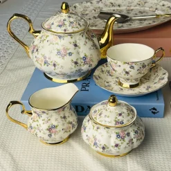 Secret Garden Spring Floral Gold Handle (75 piece dinner set for 8)