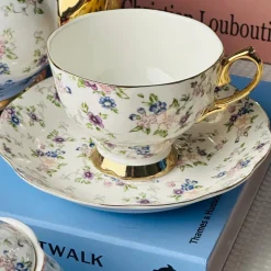 Secret Garden Spring Floral Gold Handle (75 piece dinner set for 8)