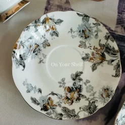 Secret Garden Winter Grey (Set Of Six Tea Cups & Saucers)