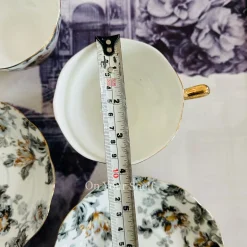 Secret Garden Winter Grey (Set Of Six Tea Cups & Saucers)