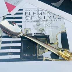 Serving Spoon Silver Gold Leaf