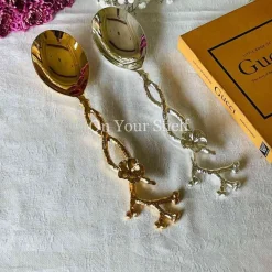 Serving Spoon With Flower Silver