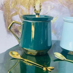 Stag Mug w/Lid & Spoon Teal Green