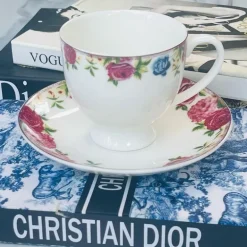 Tea Cup and Saucers Daulton Roses Band Set of Six
