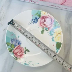 Tea Cup and Saucers Daulton Roses Pink & Blue Set of Six