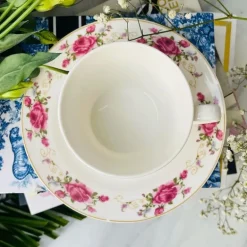 Tea Cup and Saucers Daulton Dancing Rose Set of Six
