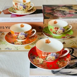 The Duchess’s Bloom In Orange (set of six cups and saucers)