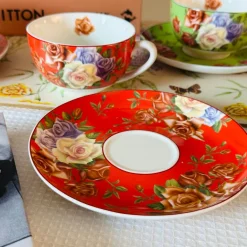The Duchess’s Bloom In Red (set of six cups and saucers)