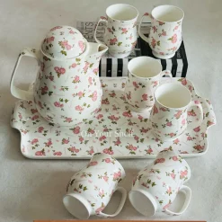 The Pink Love Affair (six mugs, one teapot, one tray)