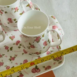 The Pink Love Affair (six mugs, one teapot, one tray)