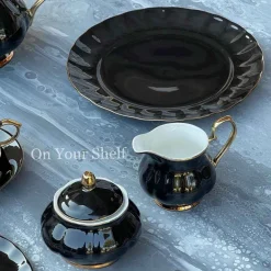 The Plain Black 24 Piece Tea Set