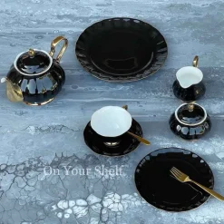 The Plain Black 24 Piece Tea Set