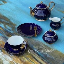 The Plain Deep Blue 24 Piece Tea Set