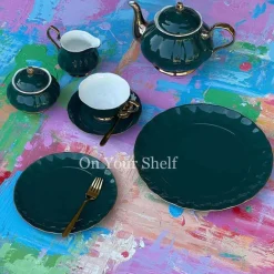 The Plain Deep Green 24 Piece Tea Set