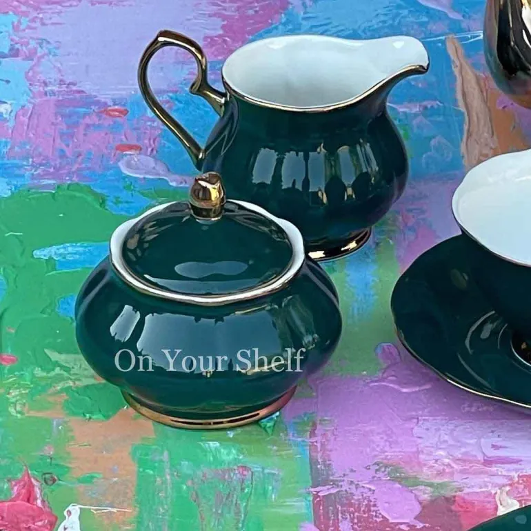The Plain Deep Green 24 Piece Tea Set