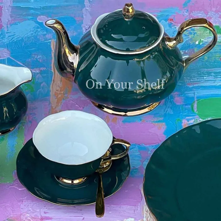 The Plain Deep Green 24 Piece Tea Set