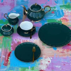 The Plain Deep Green 24 Piece Tea Set
