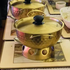 Timeless Elegance: Gold Hammered Heritage Serving Pot