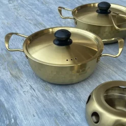 Timeless Elegance: Gold Hammered Heritage Serving Pot