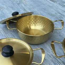 Timeless Elegance: Gold Hammered Heritage Serving Pot