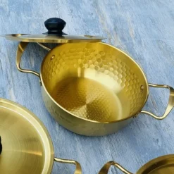 Timeless Elegance: Gold Hammered Heritage Serving Pot