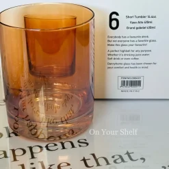 Tinge Grace Orange Glass (Set Of Six)