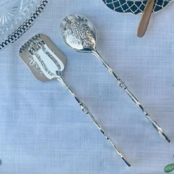 Tongs Silver Embossed