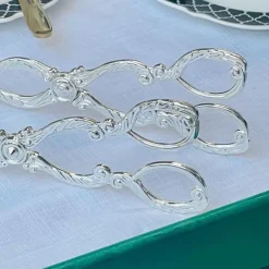 Tongs Silver Embossed