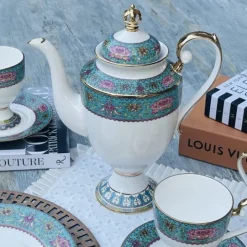 Turquoise Tranquility Versace-Inspired Tea Ensemble (24 piece tea set for six)
