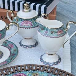 Turquoise Tranquility Versace-Inspired Tea Ensemble (24 piece tea set for six)