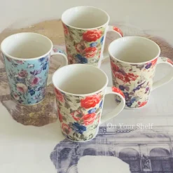 Vintage Rosette Mug Set (Set Of Four)